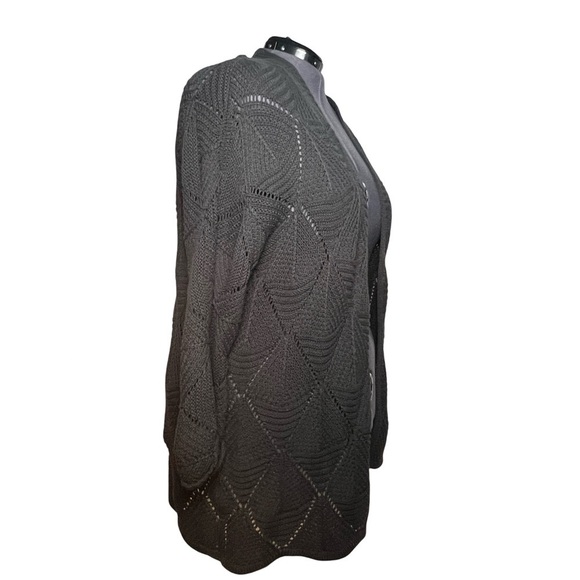 Maurices Gray Crochet Open Long Cardigan (Size 1X) - Picture 2 of 7